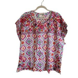 NEW Savanna Jane Aztec Embroidered Blouse Size 1X